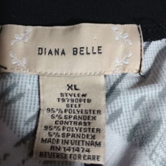 Diana Belle Shirt Ladies Extra Large Black White Short Sleeve - Picture 6 of 7